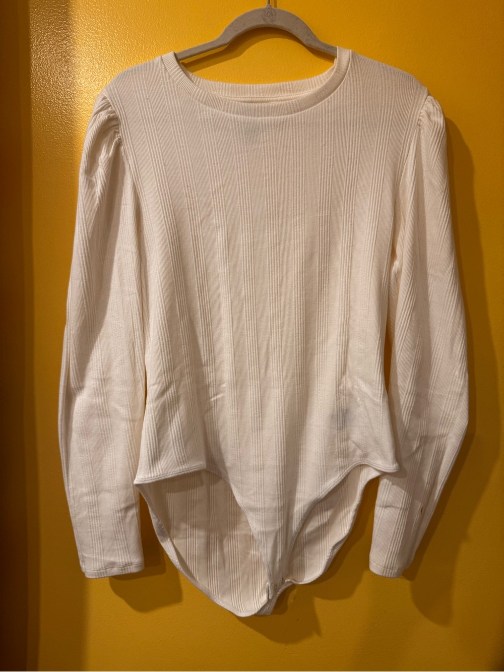 GAP White Ribbed Long-Sleeve Bodysuit